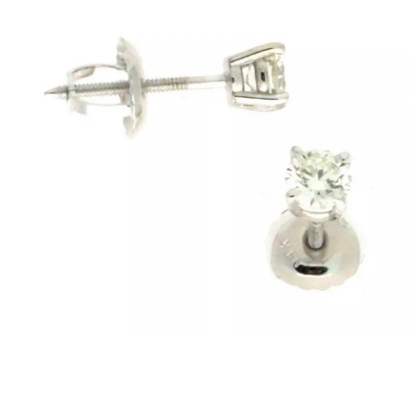 14K White Gold Lab Grown Baby Adult Studs Diamond Earrings 0.20 Ct Screw Back - Picture 2 of 2